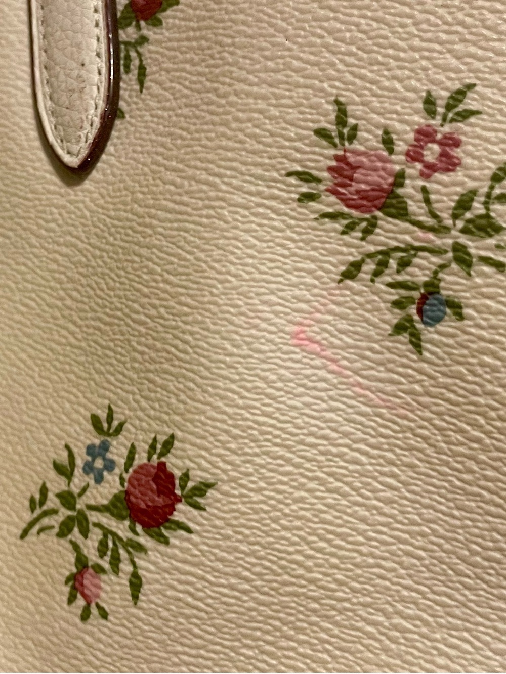 Coach Tote Bag in Cream with Pink Floral Print - Picture 9 of 16